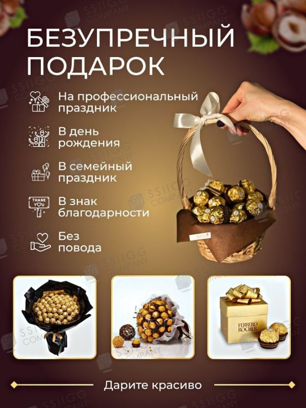 Новогодние сладкие подарки Конфеты Ferrero Rocher в подарок 300 г